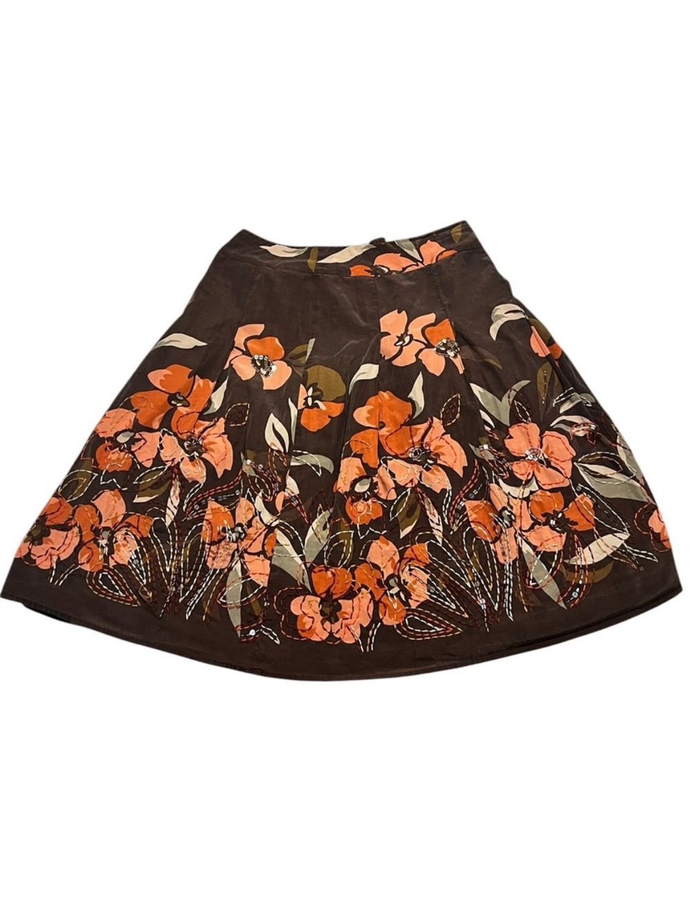 Women's Talbots Silk Blend Floral A-Line Skirt Size 10